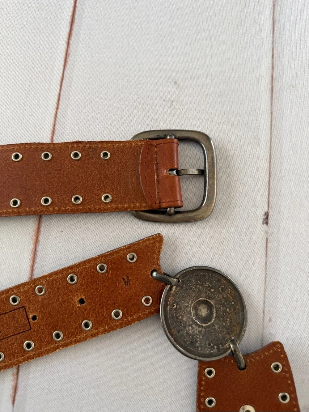Etcetera Western Concho Studded Leather Belt Brown Boho Southwestern Belt